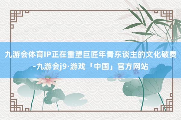 九游会体育IP正在重塑巨匠年青东谈主的文化破费-九游会j9·游戏「中国」官方网站
