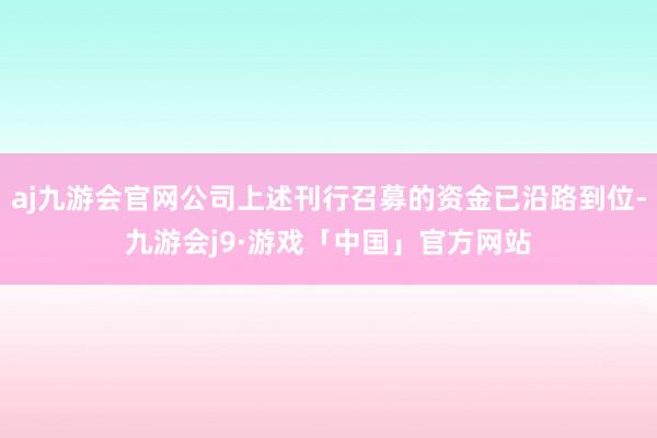aj九游会官网公司上述刊行召募的资金已沿路到位-九游会j9·游戏「中国」官方网站